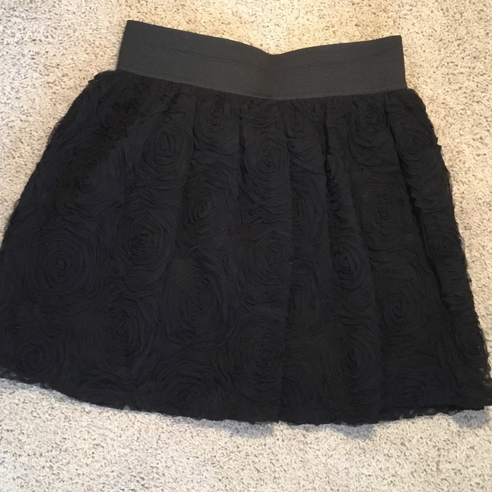 Xhilaration Black Rose Detail Tulle Mini Skirt